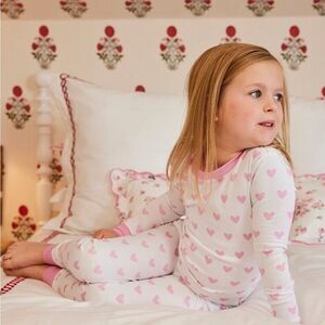 Lake Kids Long Sleeve Pajama Top Darling Pink Heart size 12 NWOT